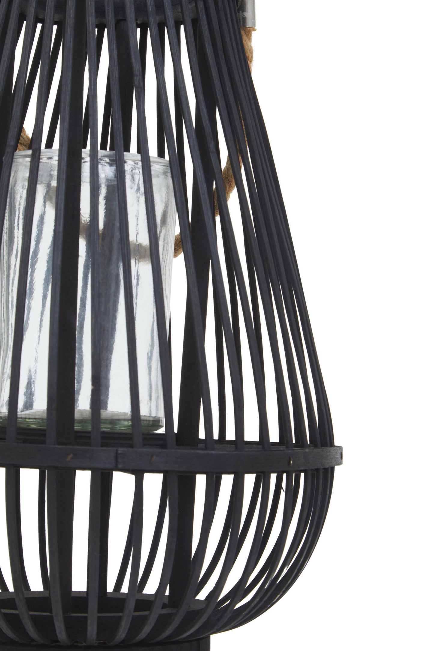 Seychelles Small Black Bamboo Lantern Candle Holder