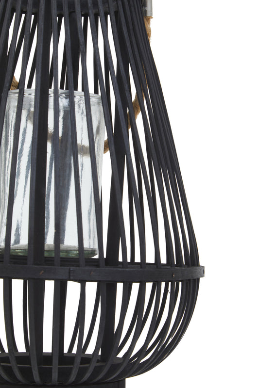 Seychelles Small Black Bamboo Lantern Candle Holder