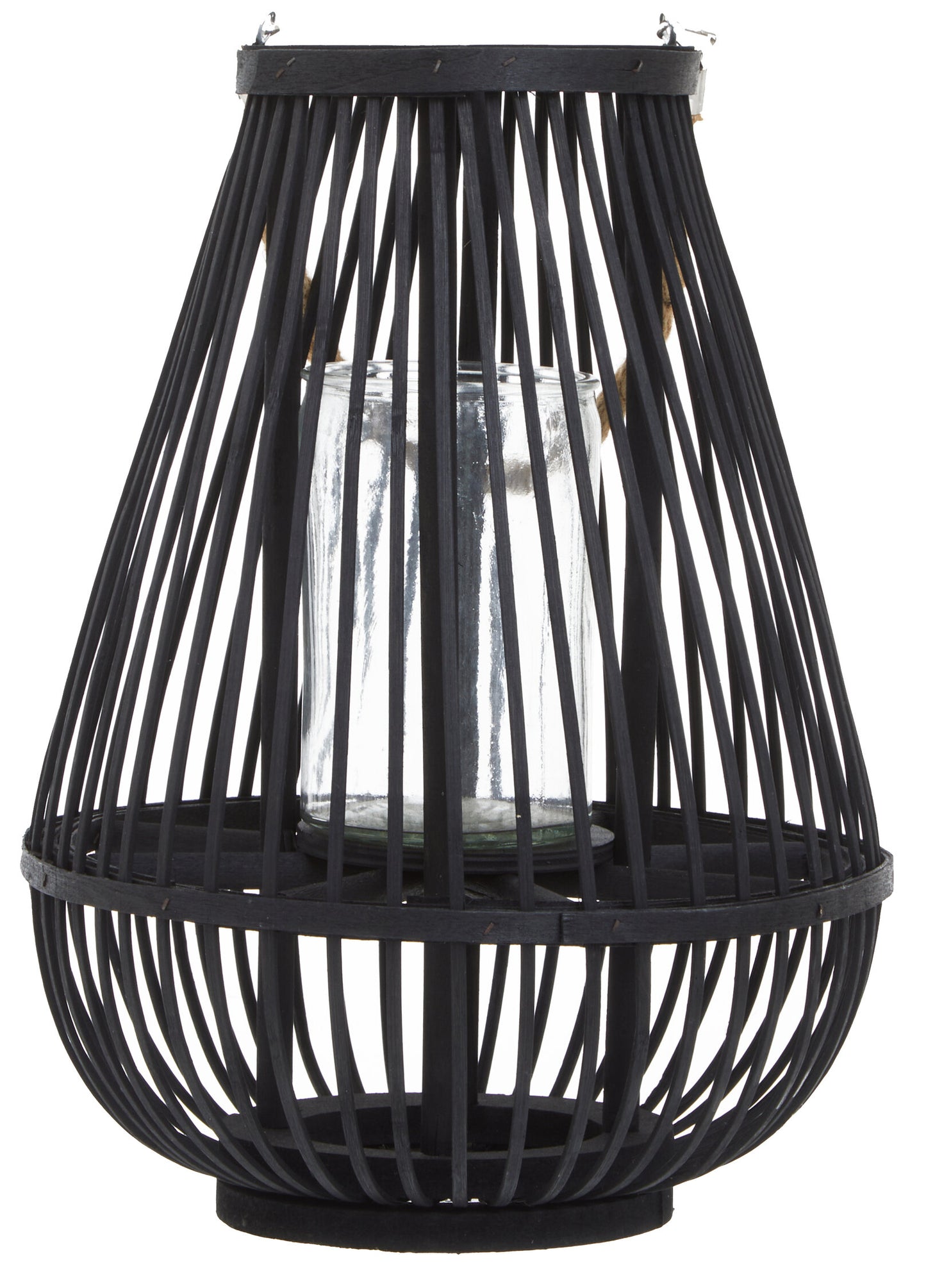 Seychelles Small Black Bamboo Lantern Candle Holder