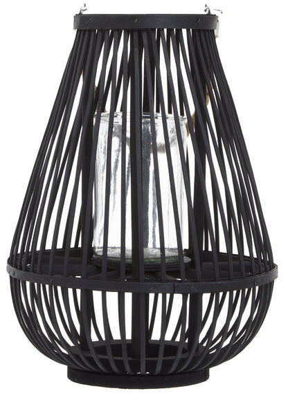 Seychelles Small Black Bamboo Lantern Candle Holder