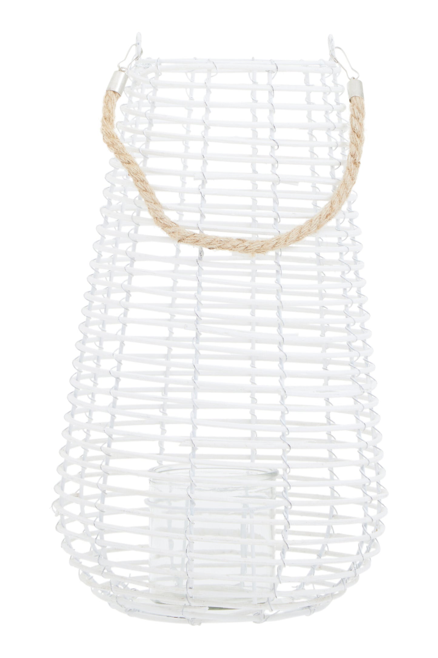 Seychelles Large White Rattan Lantern Candle Holder | Bali & Blue