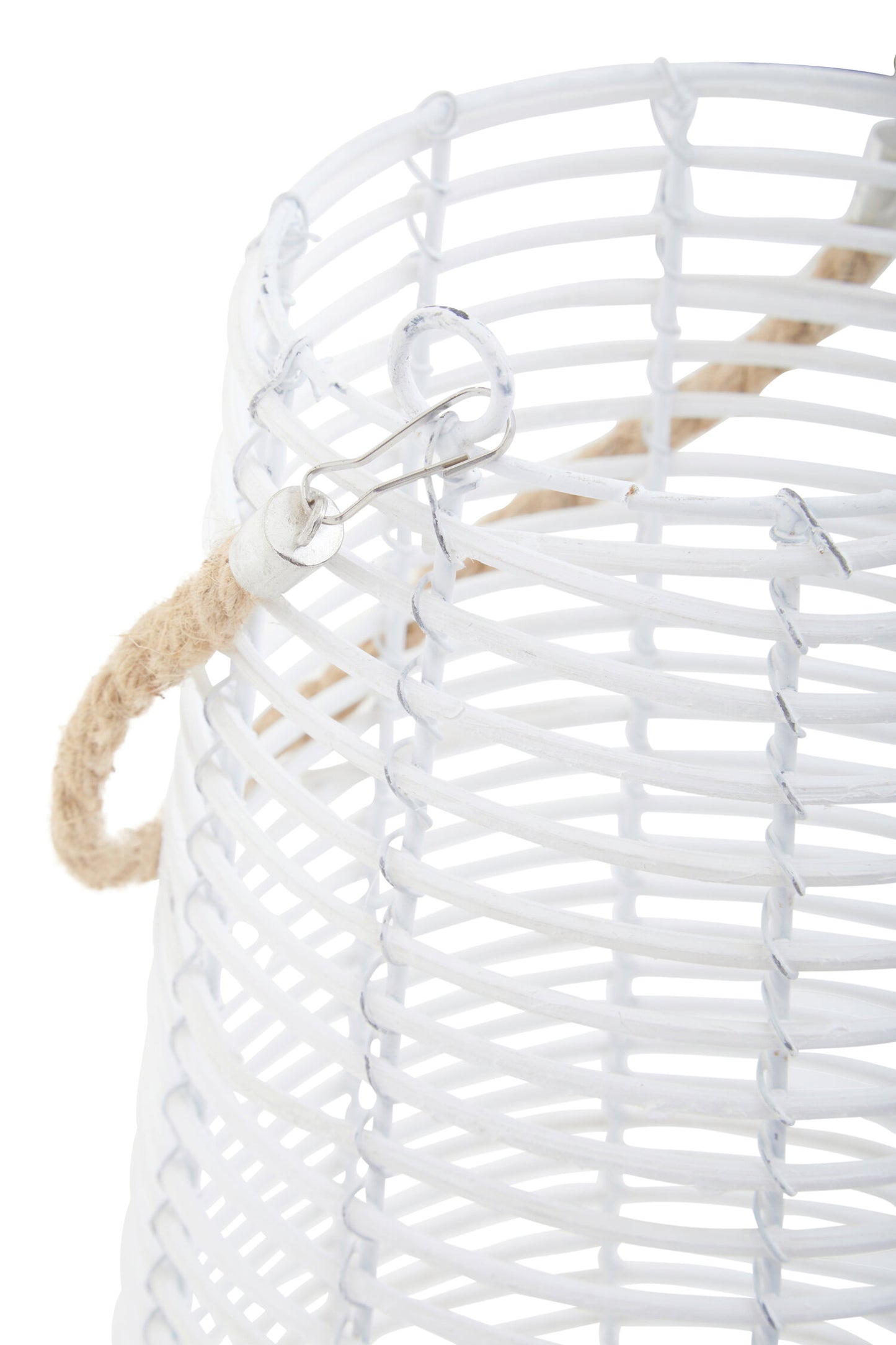 Seychelles Large White Rattan Lantern Candle Holder