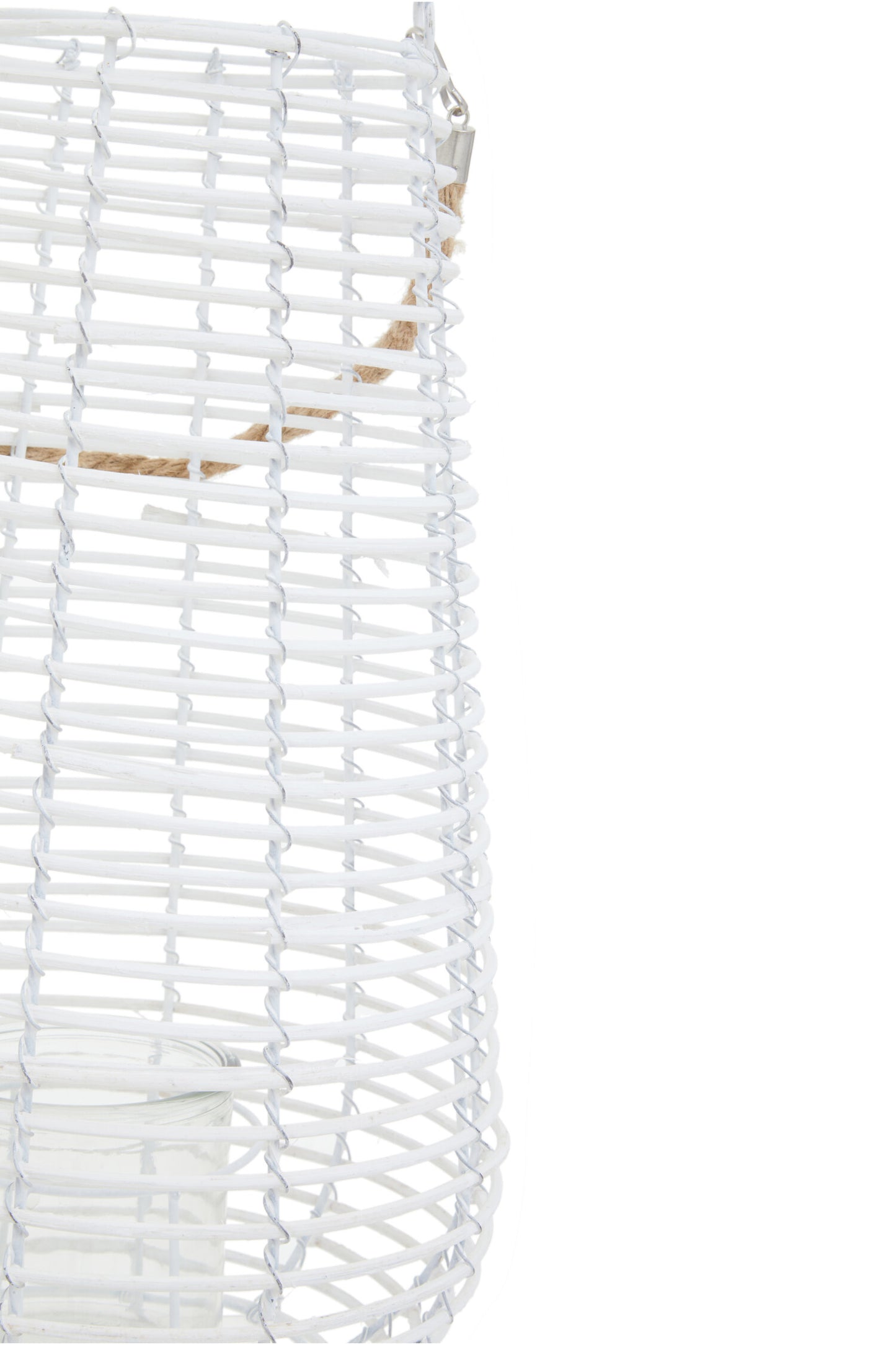 Seychelles Large White Rattan Lantern Candle Holder