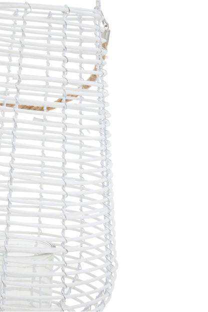 Seychelles Large White Rattan Lantern Candle Holder
