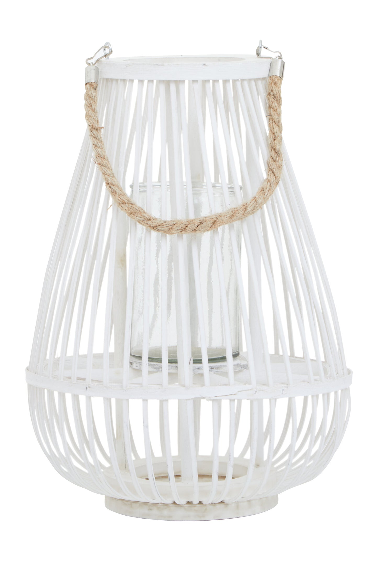 Seychelles Small White Bamboo Lantern Candle Holder | Bali & Blue