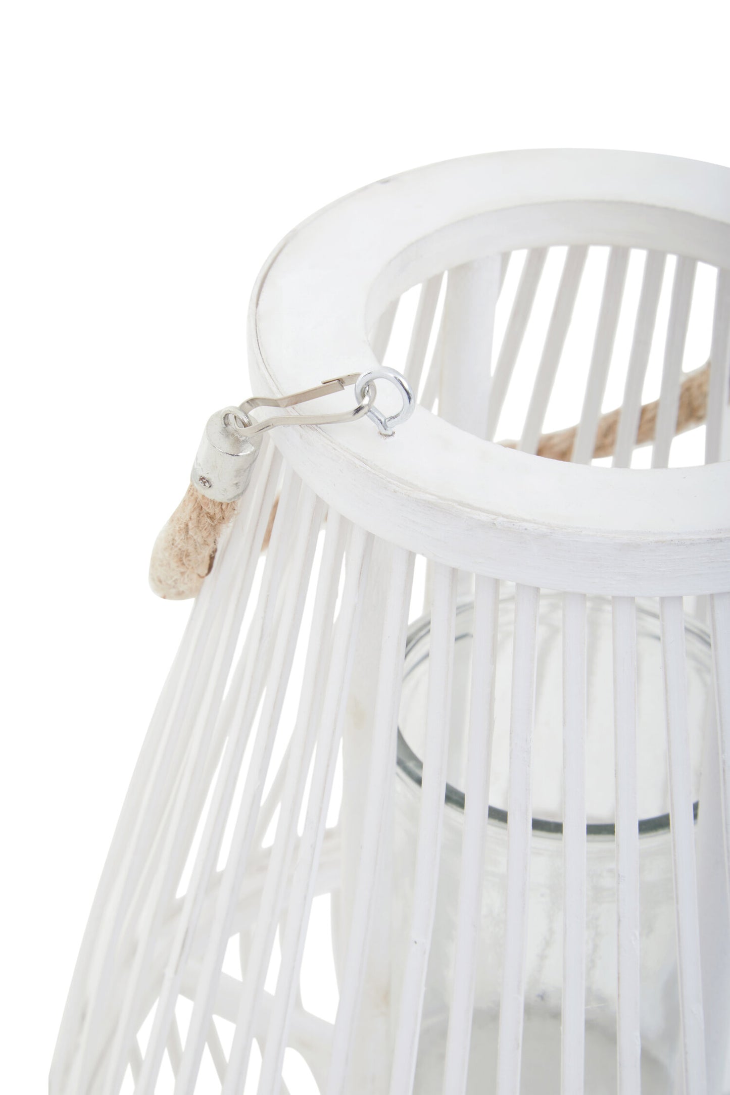 Seychelles Small White Bamboo Lantern Candle Holder