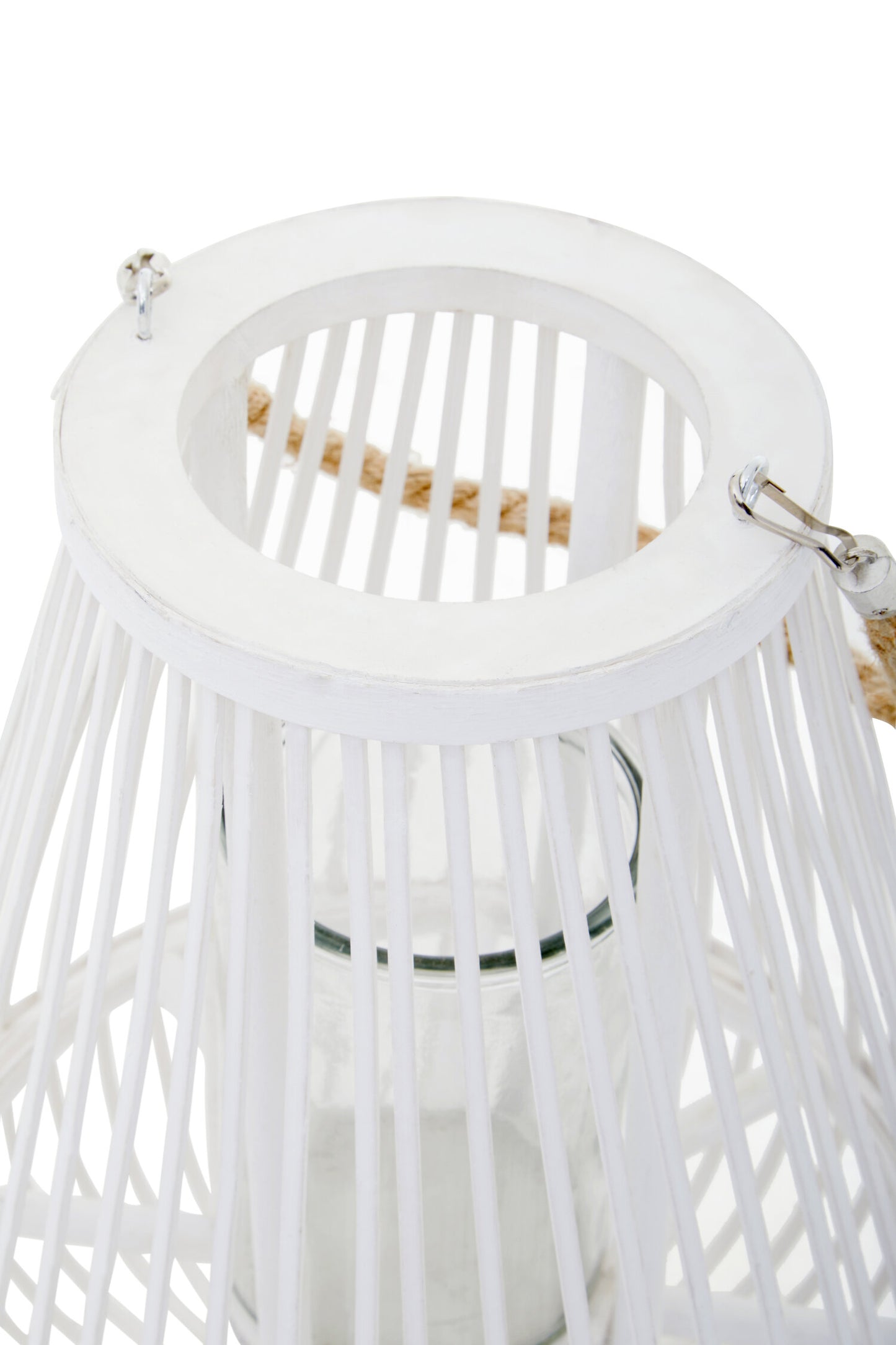 Seychelles Small White Bamboo Lantern Candle Holder