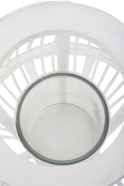 Seychelles Small White Bamboo Lantern Candle Holder