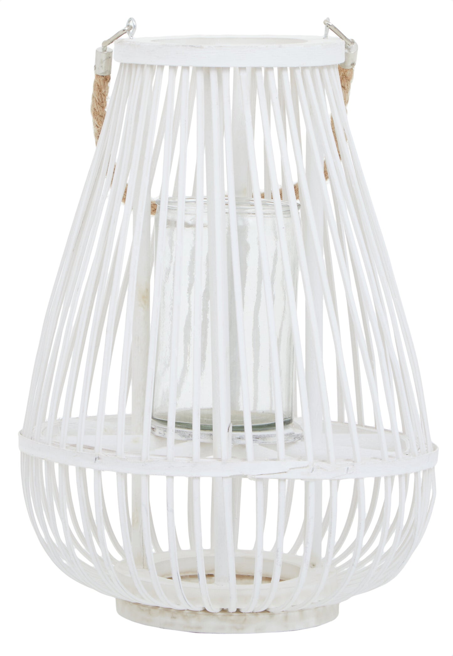 Seychelles Small White Bamboo Lantern Candle Holder