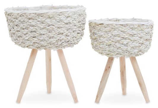 Seychelles Set of Two White Planters