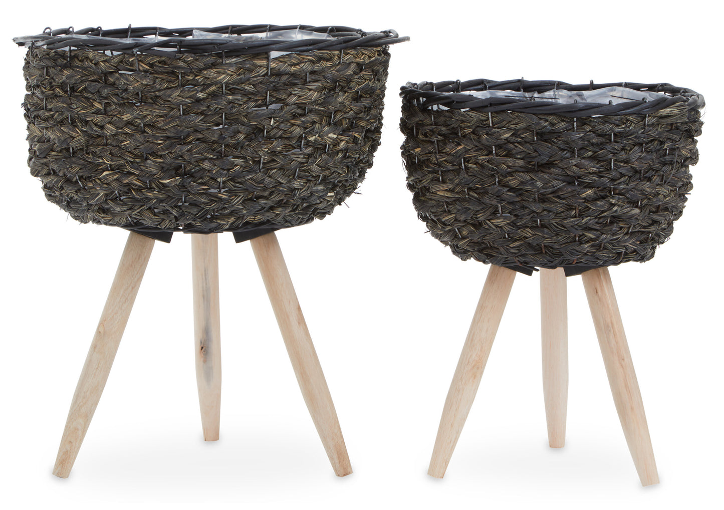 Seychelles Set of Two Black Planters
