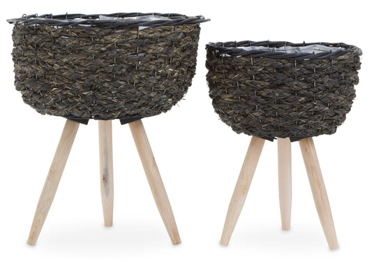 Seychelles Set of Two Black Planters