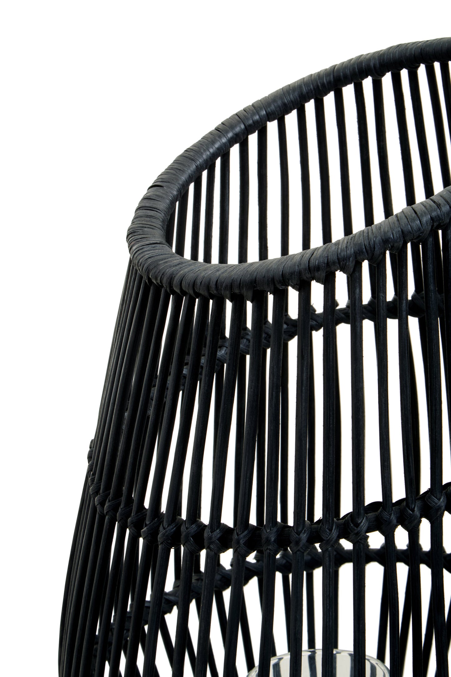 India Large Black Natural Rattan Lantern Candle Holder