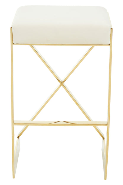 Dahlia Ivory And Gold Finish Bar Stool