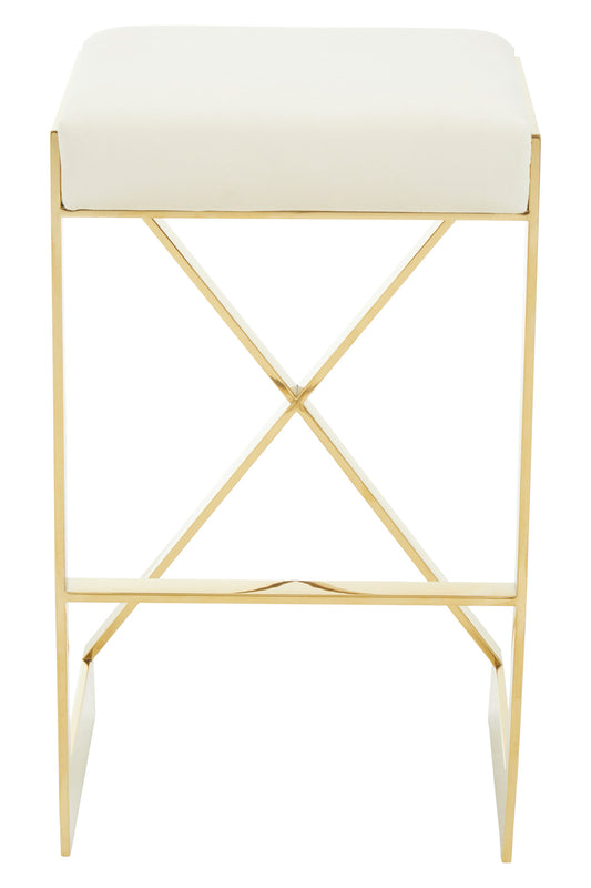 Dahlia Ivory And Gold Finish Bar Stool