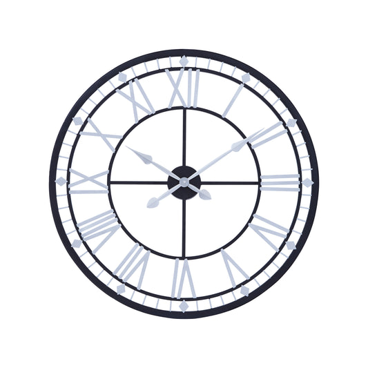 Tempo Industrial Black Skeletal Wall Clock