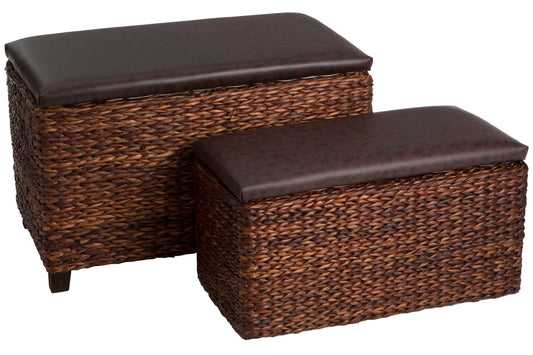 Costa Rica Leaf Woven Storage Hampers - Set of 2