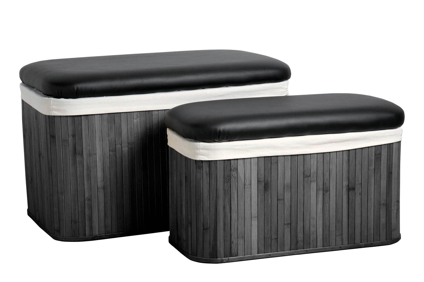 Luxor Black Set of 2 Bamboo Storage Hampers