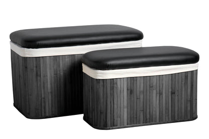 Luxor Black Set of 2 Bamboo Storage Hampers