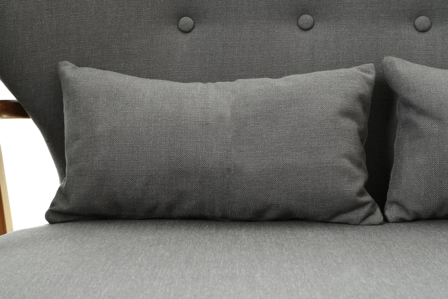 Mid-Century Grey 2 Seater Sofa with Birch Wood Frame