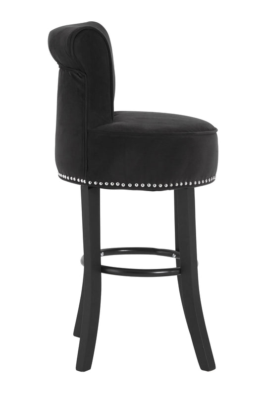 Loxton Black Velvet Bar Stool