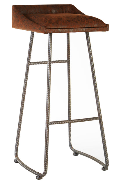 Brixton Industrial Brown Leather Effect Bar Stool