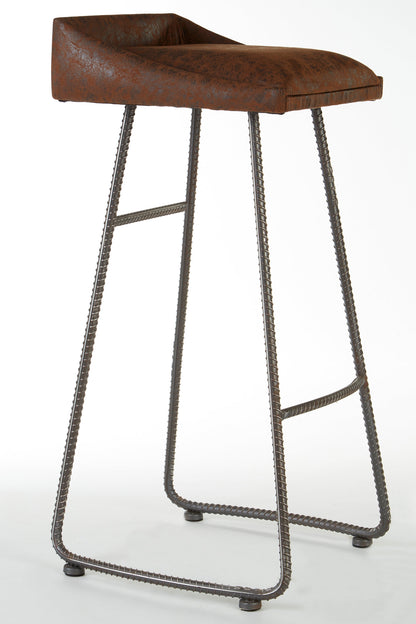Brixton Industrial Brown Leather Effect Bar Stool | Bali & Blue