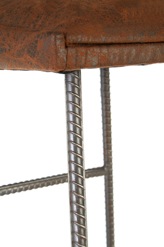 Brixton Industrial Brown Leather Effect Bar Stool