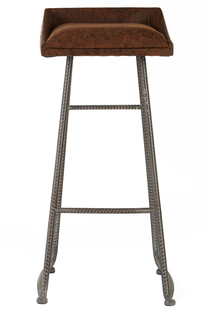 Brixton Industrial Brown Leather Effect Bar Stool