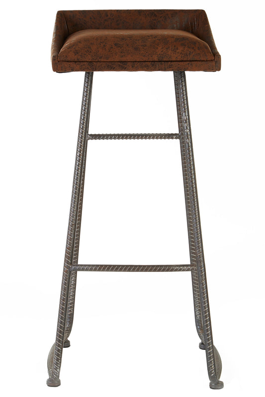 Brixton Industrial Brown Leather Effect Bar Stool