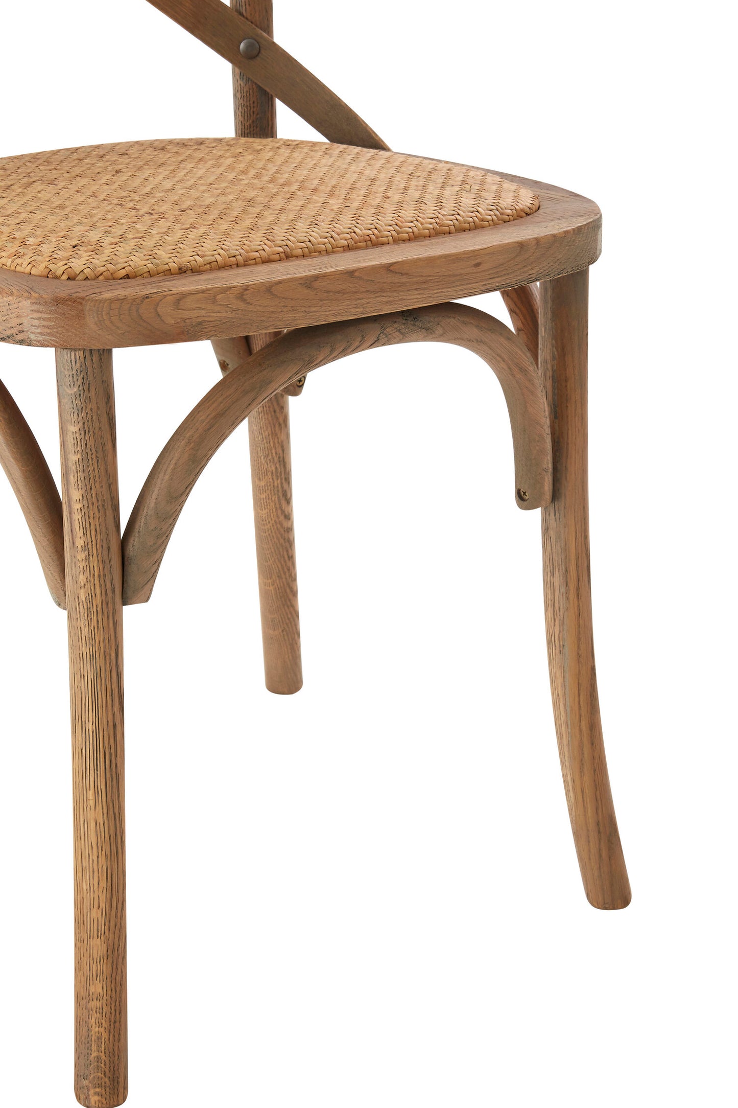 Farmhouse Oak Wood And Rattan Cross Back Dining Chair