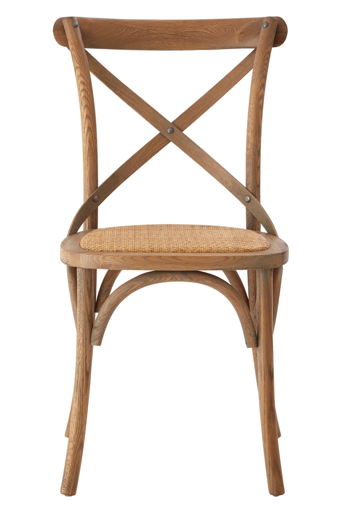 Farmhouse Oak Wood And Rattan Cross Back Dining Chair