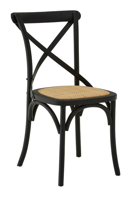 Farmhouse Oak Wood and Rattan Dining Chair