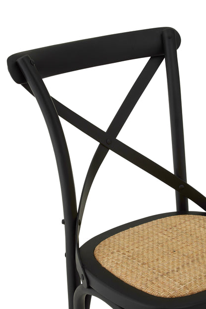 Farmhouse Oak Wood and Rattan Dining Chair
