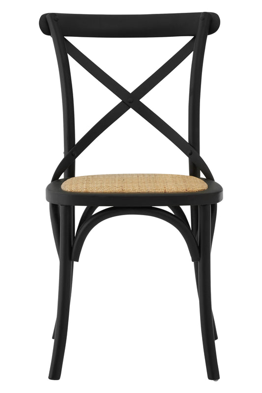 Farmhouse Oak Wood and Rattan Dining Chair