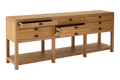 Austin Washed Grey Oak Wood Console Table with Drawers