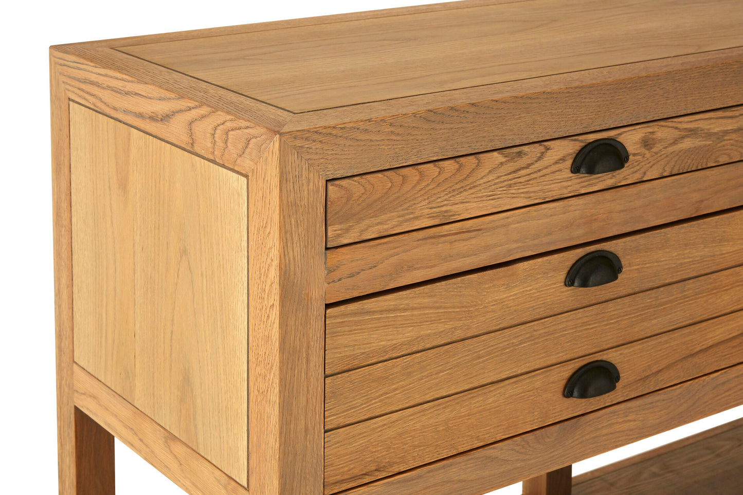 Austin Washed Grey Oak Wood Console Table with Drawers