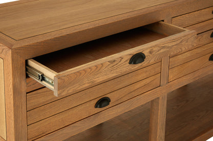 Austin Washed Grey Oak Wood Console Table with Drawers