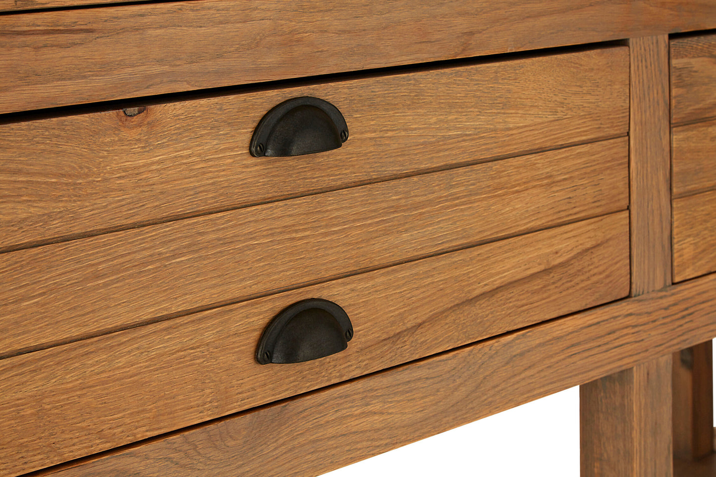 Austin Washed Grey Oak Wood Console Table with Drawers