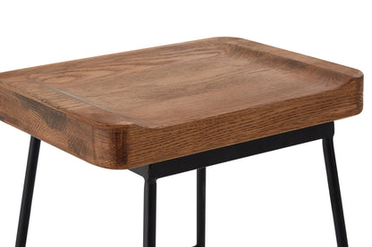Lourdes Industrial Weathered Oak Wood Metal Bar Stool