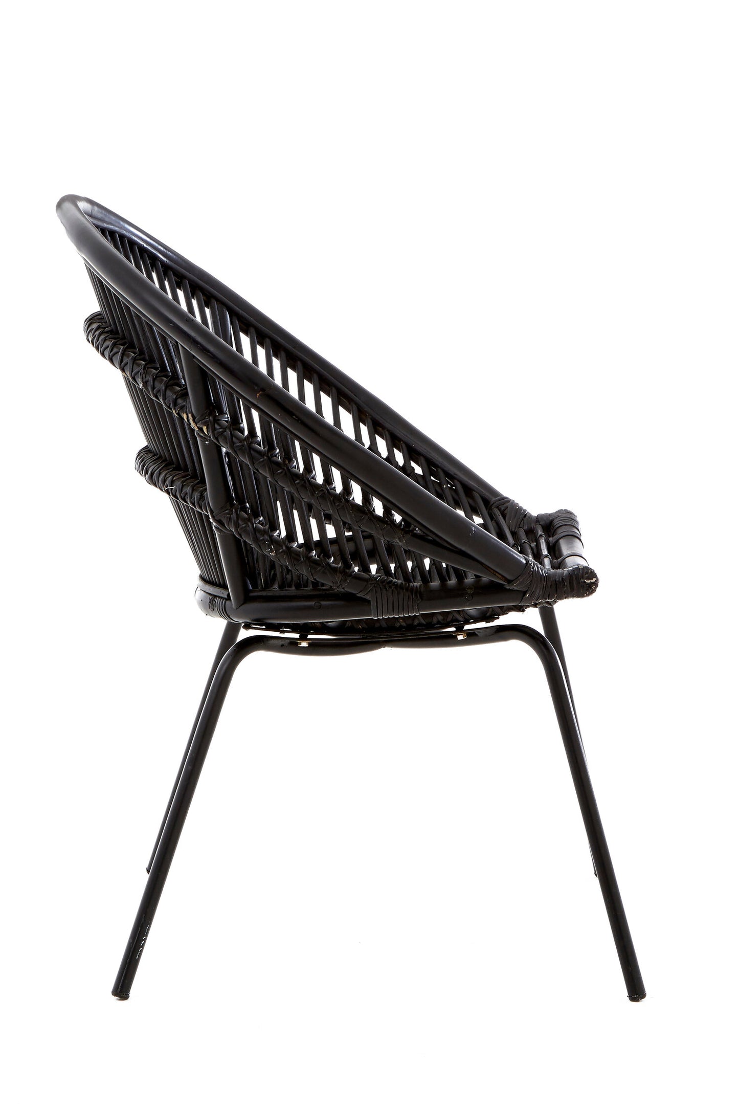 Napa Black Rattan Boho Accent Chair with Iron Legs