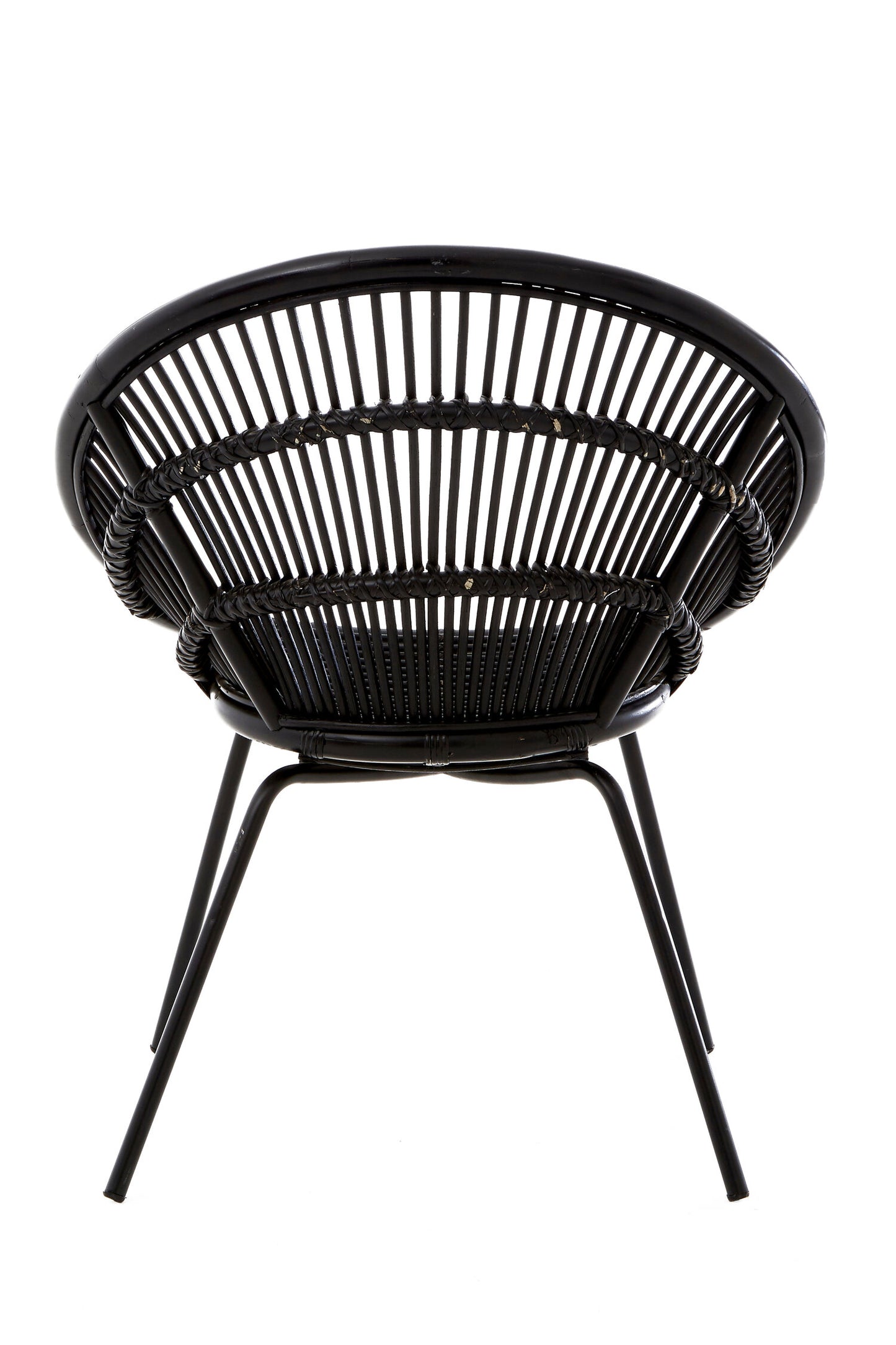 Napa Black Rattan Boho Accent Chair with Iron Legs