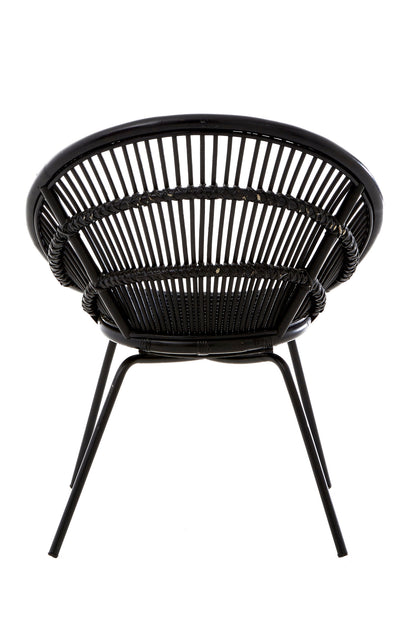 Napa Black Rattan Boho Accent Chair with Iron Legs