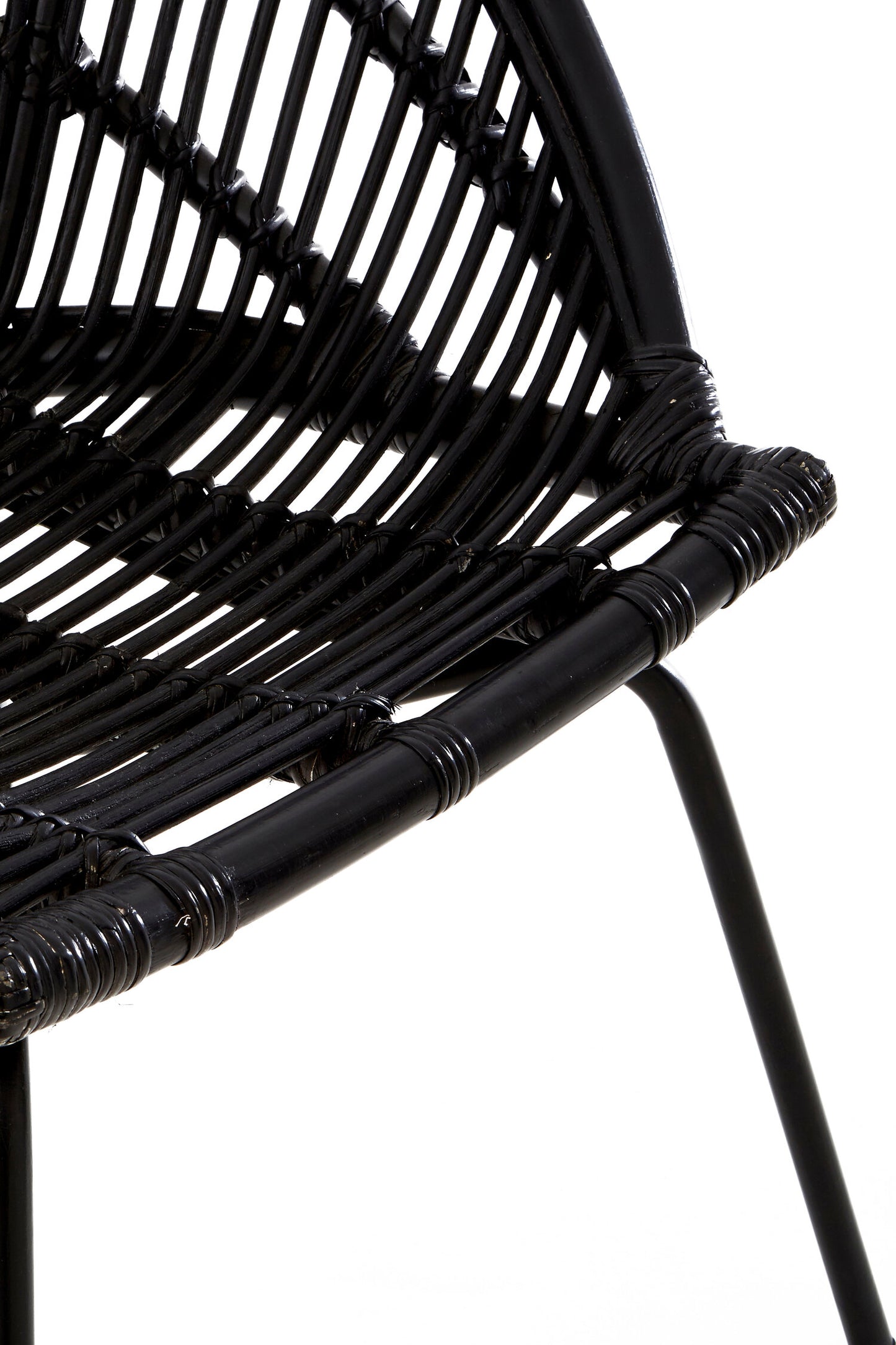 Napa Black Rattan Boho Accent Chair with Iron Legs