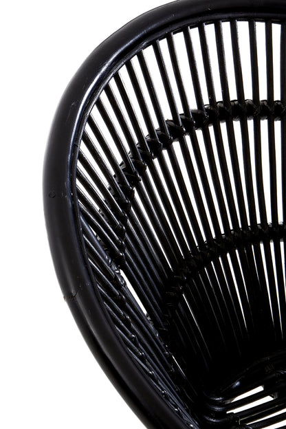 Napa Black Rattan Boho Accent Chair with Iron Legs