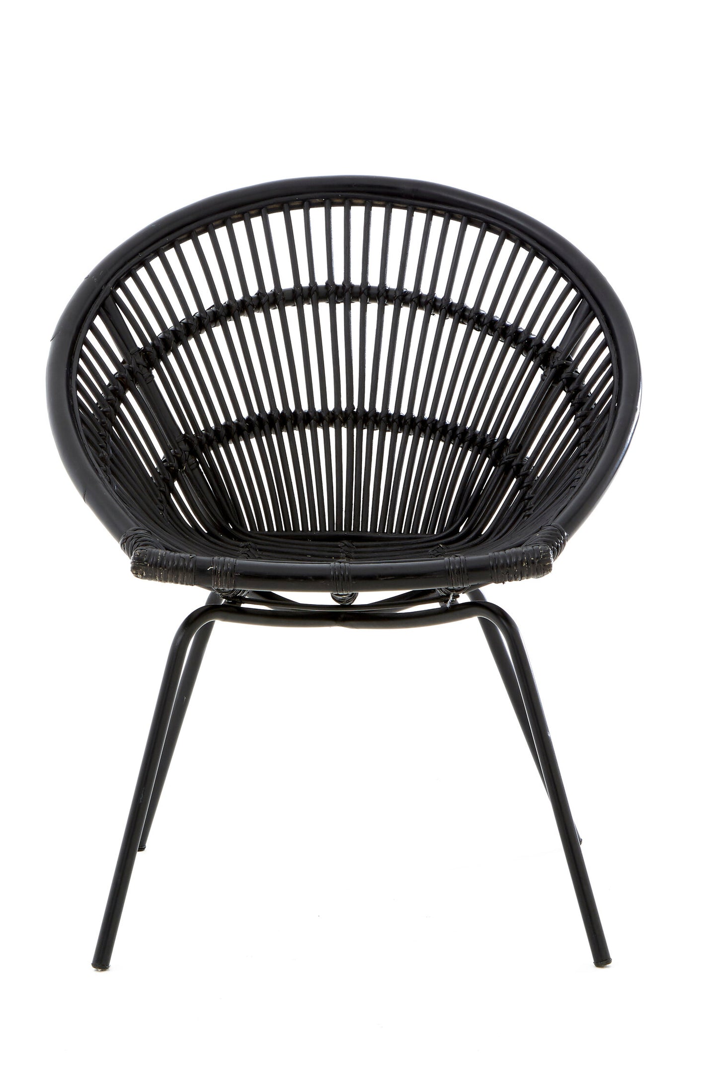 Napa Black Rattan Boho Accent Chair with Iron Legs | Bali & Blue