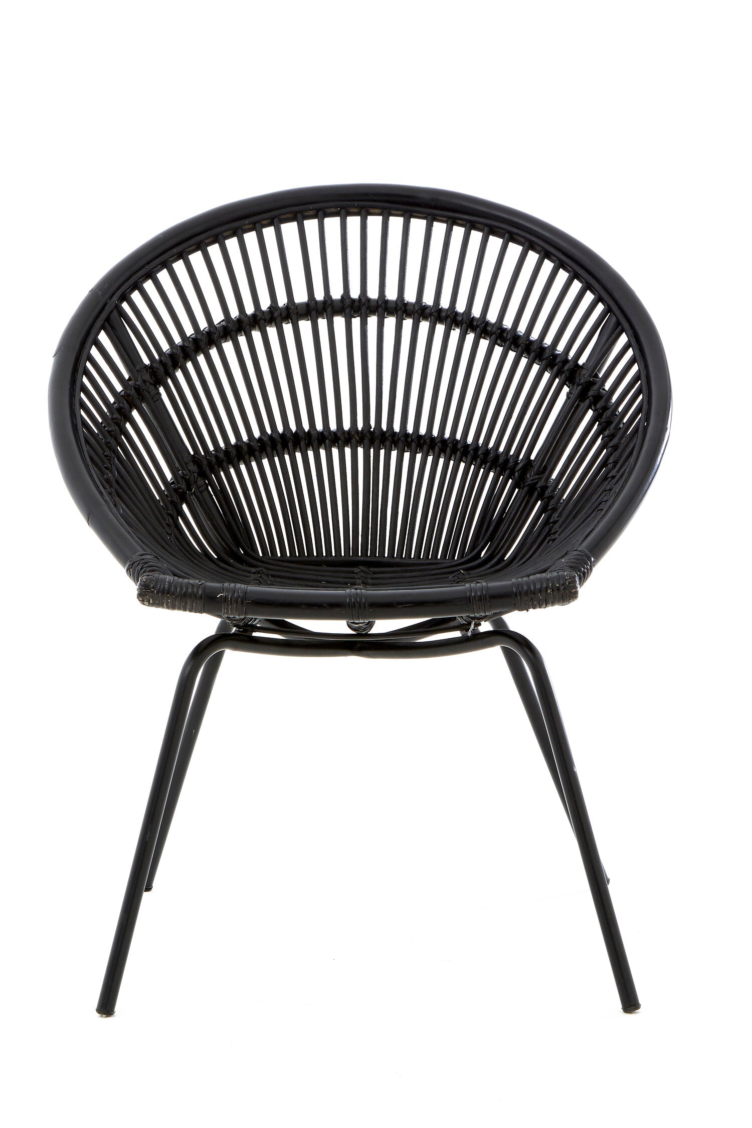 Napa Black Rattan Boho Accent Chair with Iron Legs | Bali & Blue