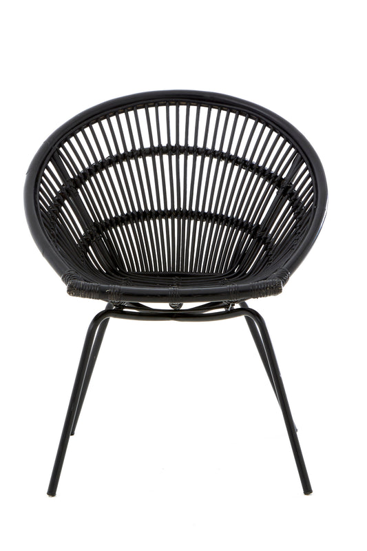 Napa Black Rattan Boho Accent Chair with Iron Legs | Bali & Blue