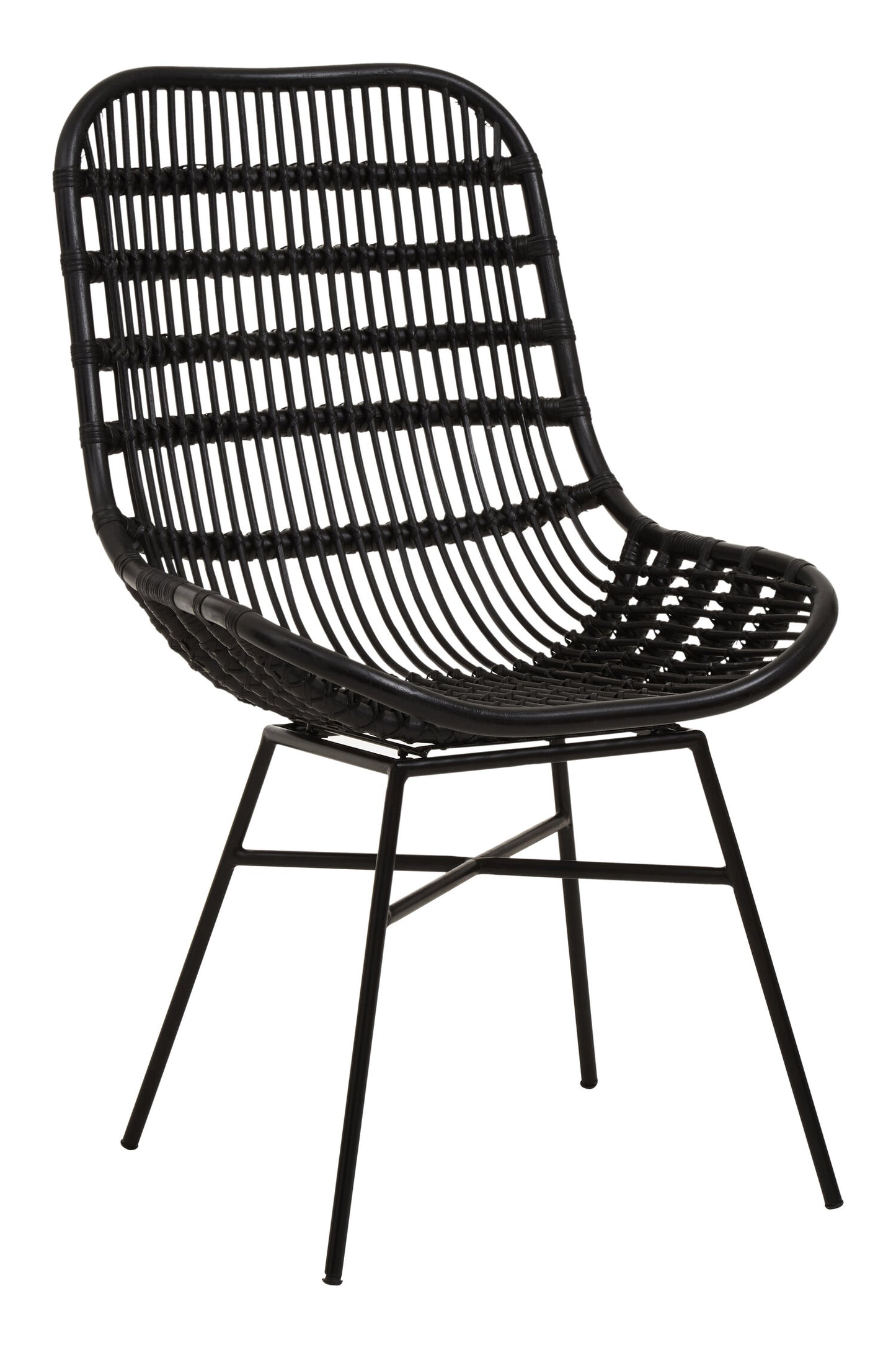 Napa Black Curved Rattan Boho Accent Chair