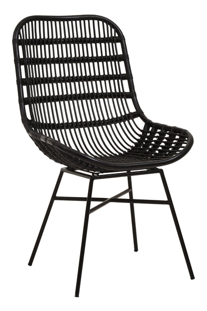 Napa Black Curved Rattan Boho Accent Chair